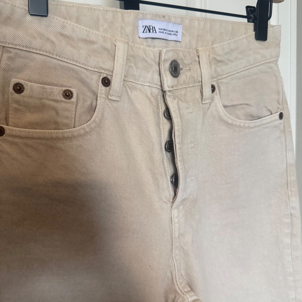ZARA Beige High Rise Mom Jeans Women Size 2 - Picture 4 of 11
